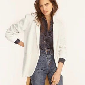 J. Crew Cecile Relaxed Sweater Blazer - Ivory L